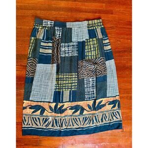 Vintage 70s Box Office Black Brown Neutral Maxi Abstract Unique Skirt Fairy L XL
